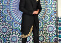 Angle Cut Black Sherwani 3