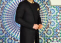 Angle Cut Black Sherwani 5