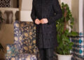 Black Bead Work Sherwani 1